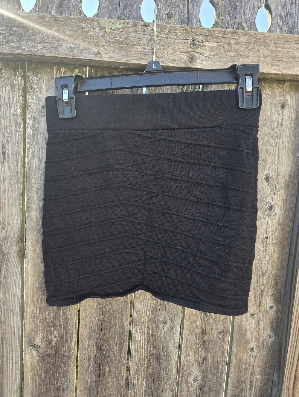 Black Textured Knit Mini Skirt - Women